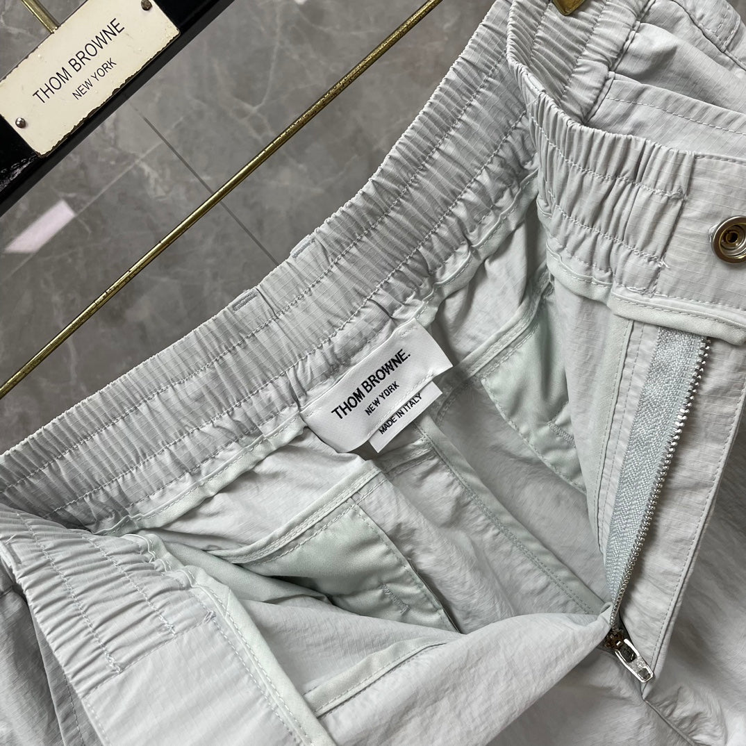 Thom Browne Style Unisex Casual Overalls with Signature Four-Bar Detail
