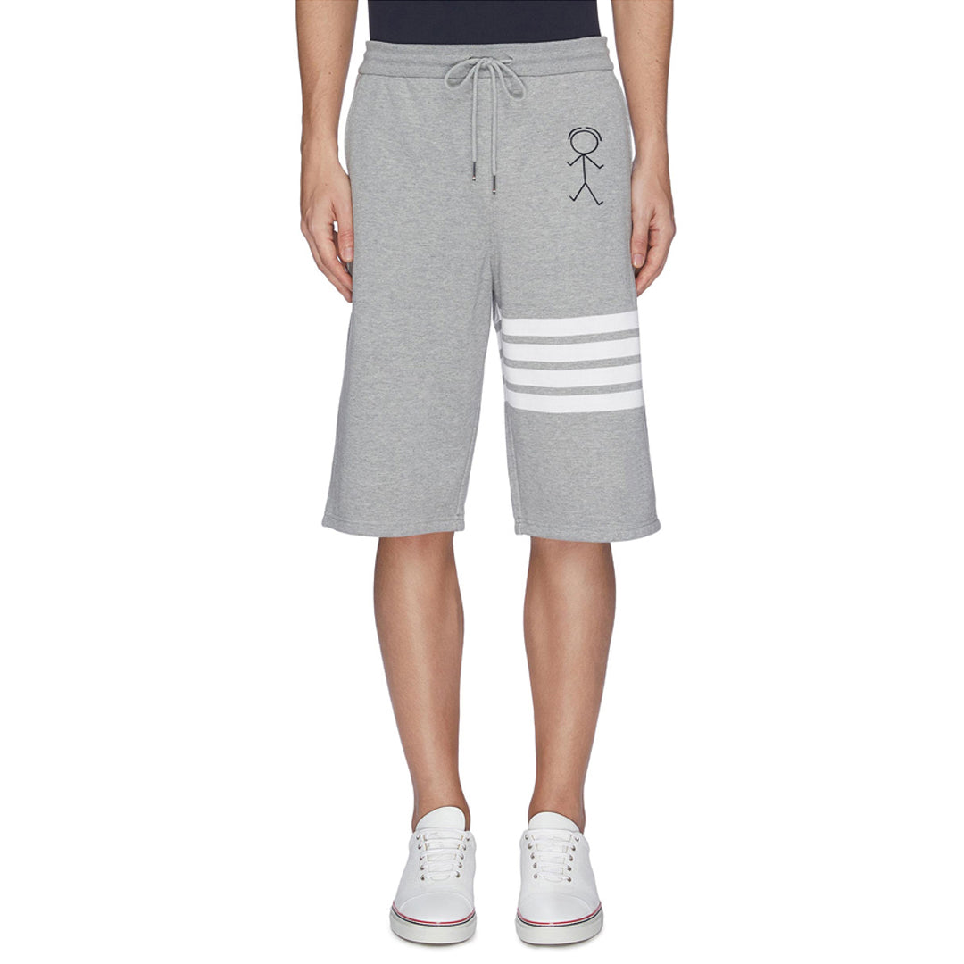 Thom Browne Style Unisex Casual Sweatpants with Signature Four-Bar Detail