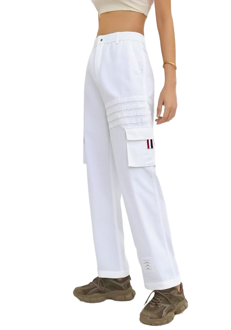 Thom Browne Style Unisex Casual Overalls with Signature Four-Bar Detail