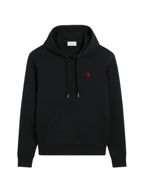 AMI Paris black cotton hoodie with Ami de Coeur