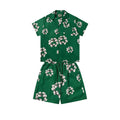Denim Tears Emerald Green Floral Wreath Print Camp Collar Shirt & Drawstring Shorts