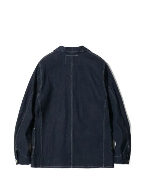 Sugar Cane Jeans contrast-stitch patch-pocket button-down denim jacket