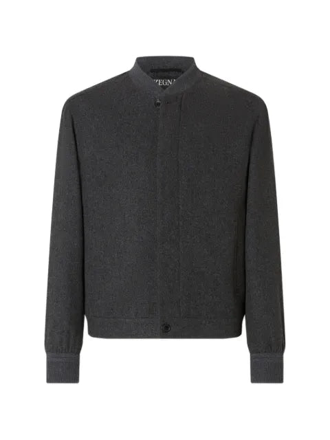 Zegna dark grey multimélange Oasi Cashmere Elements bomber jacket