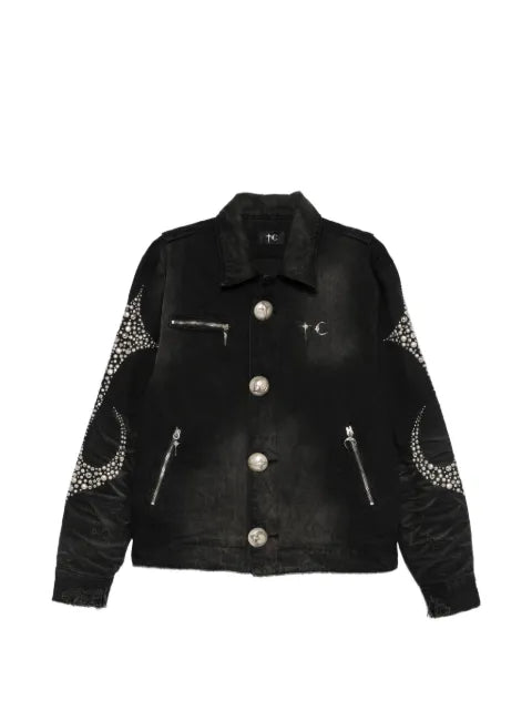 THUG CLUB stud-embellished denim jacket