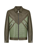Billionaire crocodile-insert leather jacket