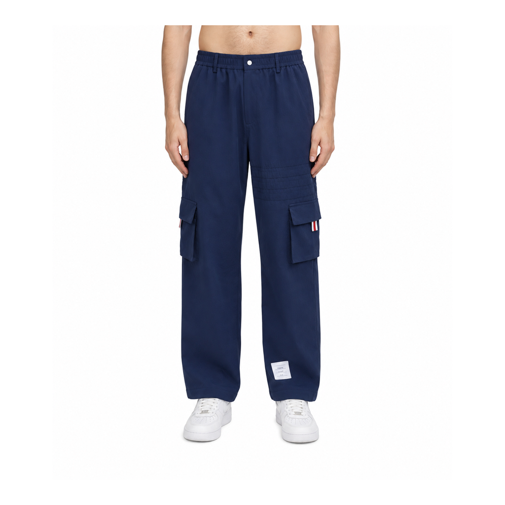 Thom Browne Style Unisex Casual Overalls with Signature Four-Bar Detail