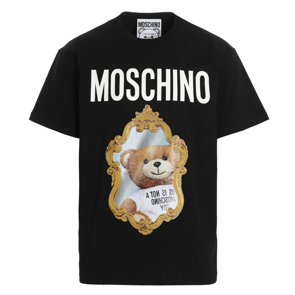Moschino T-shirt Teddy Bear Photo Pattern Round Neck T-shirt Couple
