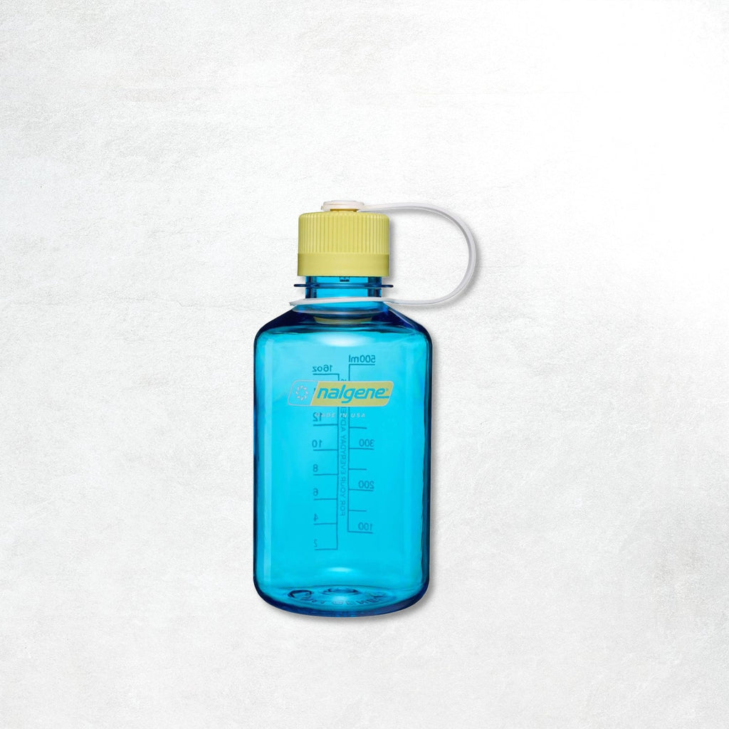 Nalgene 0.5L Narrow Mouth Tritan Sustain Water Bottle: Flame/ Blue Atoll Cap