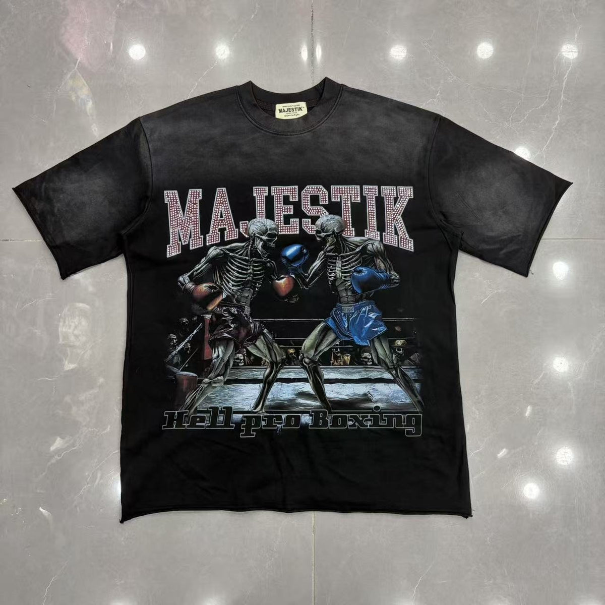 MAJESTIK Skeleton Boxing Graphic T-Shirt