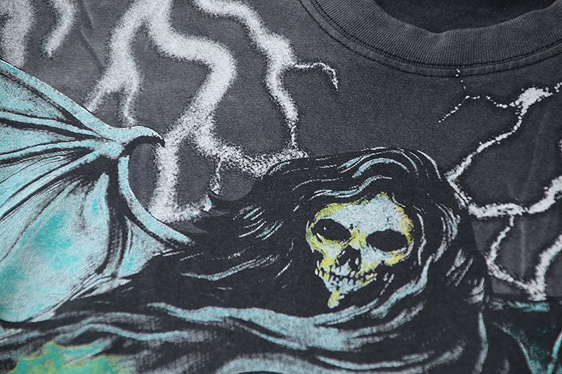 VALE USA Grim Reaper Graphic T-Shirt - Charcoal Black