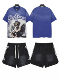 Godspeed Blue Angel Graphic T-Shirt and Shorts Set