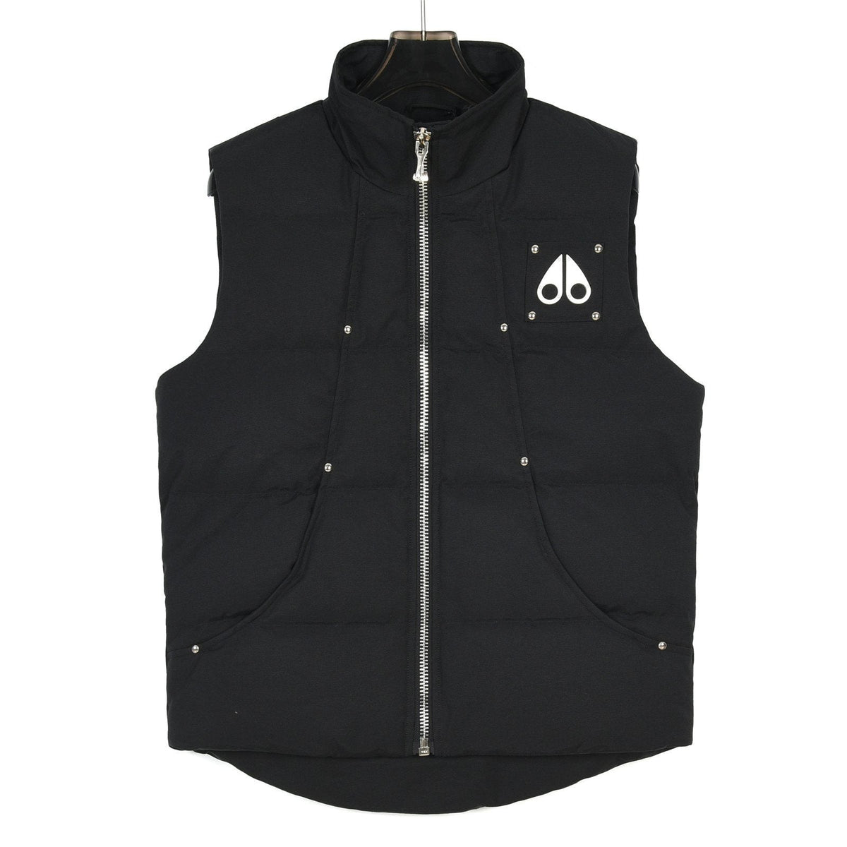 Moose Knuckles Black Logo Quilted Down Vest