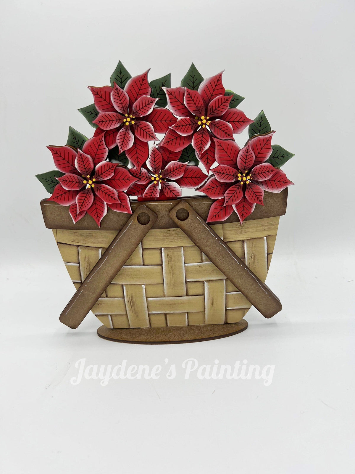 Poinsettia For The Flower Basket Interchangeable File SVG, Christmas Tiered Tray, Glowforge, LuckyHeartDesignsCo