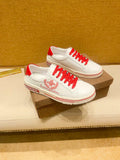 LUOHAOQIAN White & Red Graphic Low-Top Sneakers