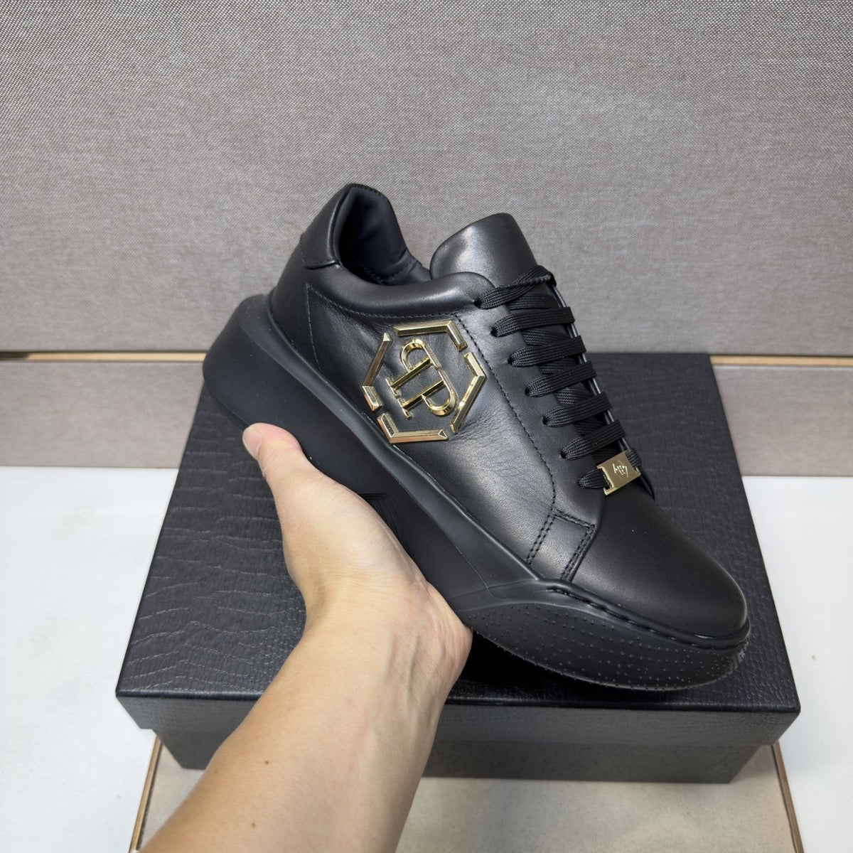 Philipp Plein Men's Black Gold-Accent Sneakers