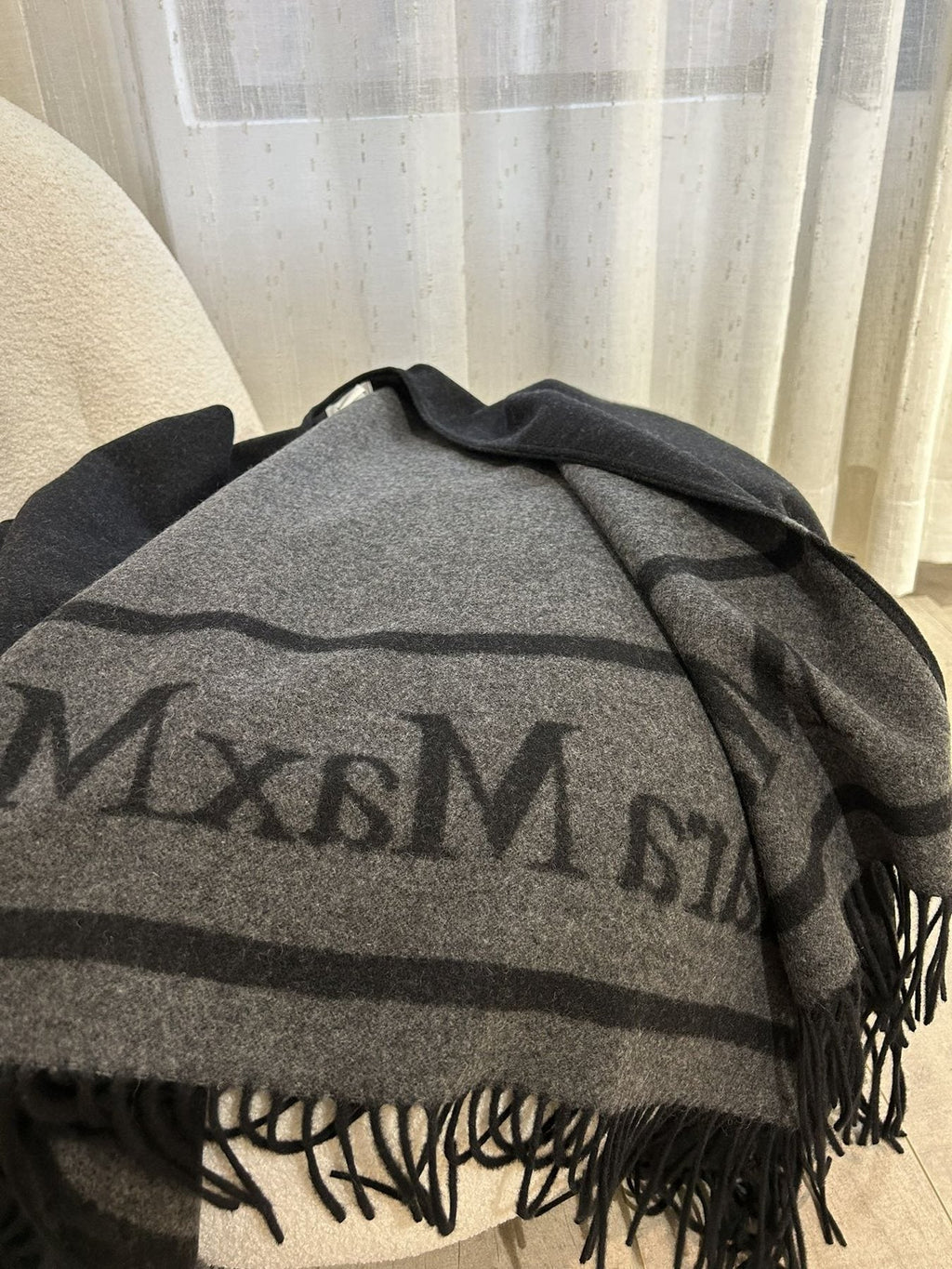 Max Mara Reversible Fringed Wrap Cape