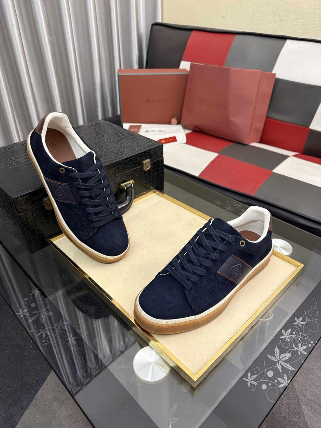 Low-Top Lace-Up Sneakers with Gum Sole