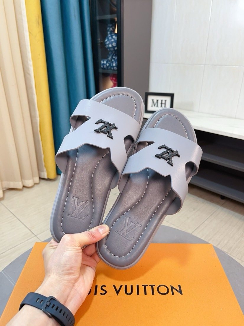 Louis Vuitton Embossed Men's Slide Sandals - Textured Outsole