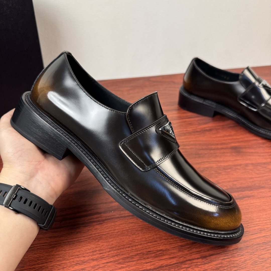 Prada Men's Red-Toe Leather Loafers