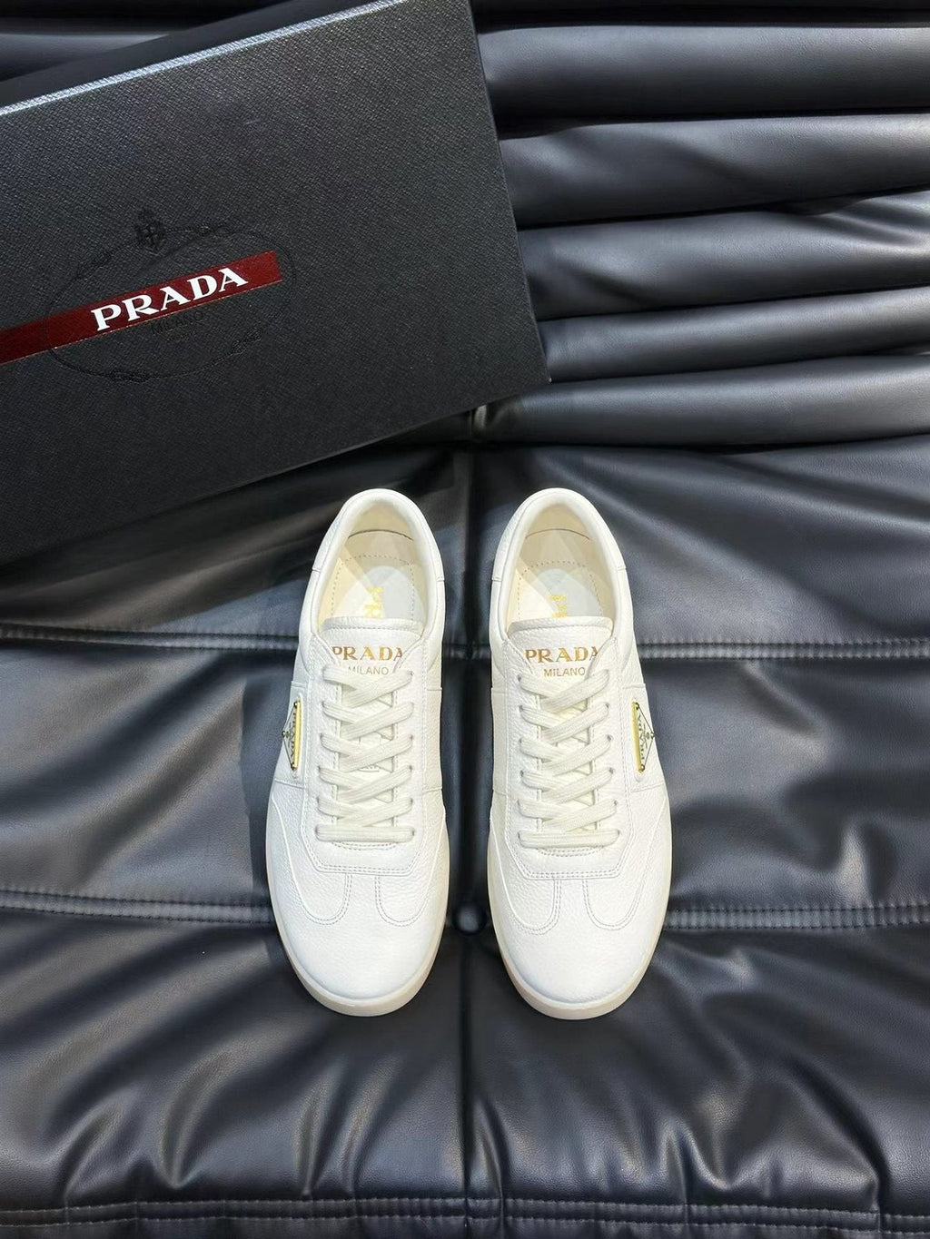 Prada Men's Contrast-Accent Low-Top Sneakers