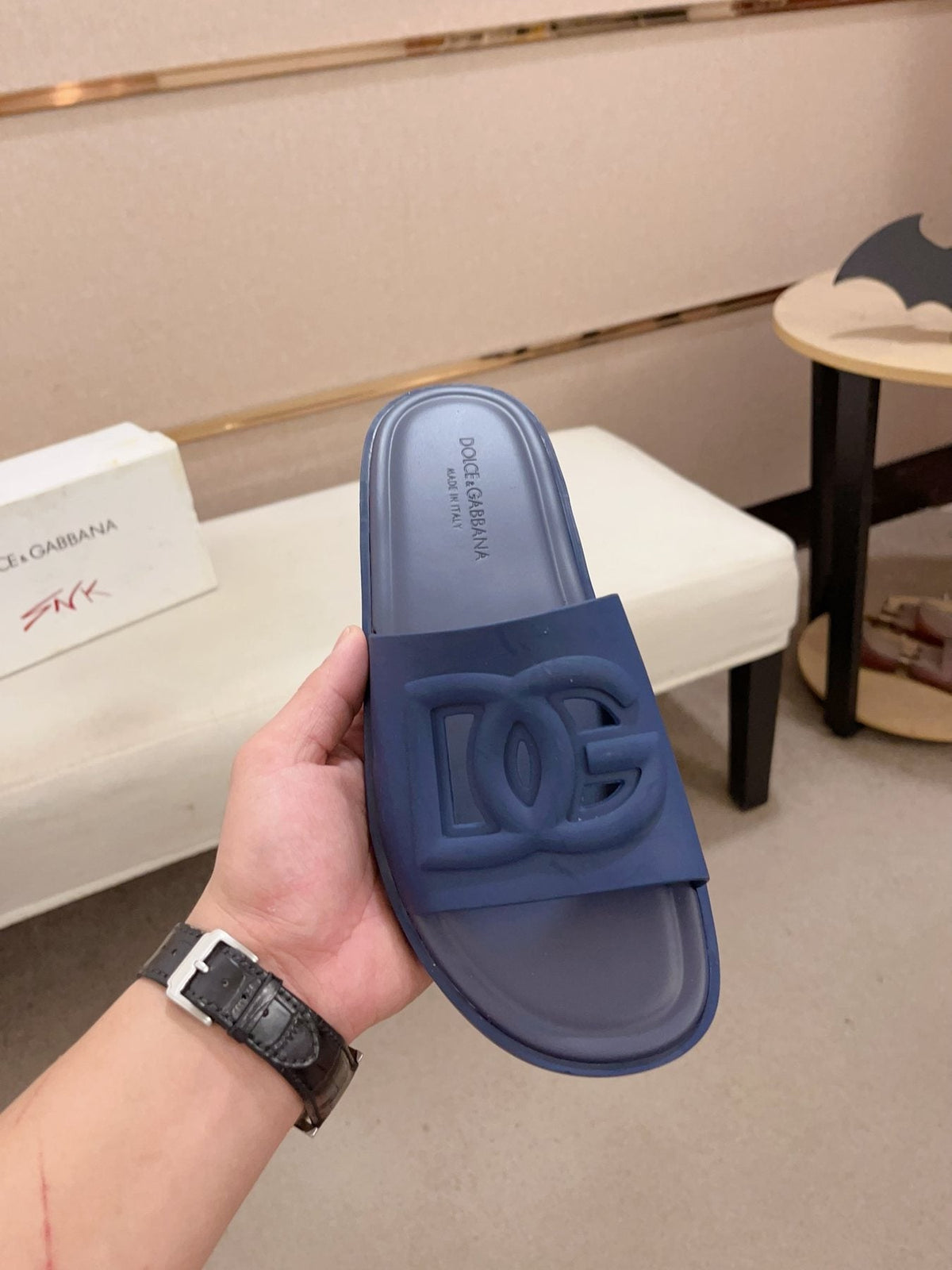 Dolce & Gabbana Men's Raised Logo Slide Sandals